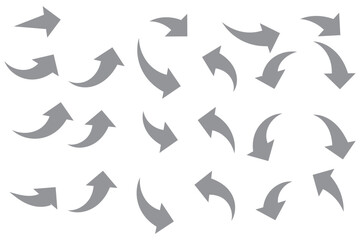 Set of black hand drawn arrows isolated on white. Vector illustration. Hand drawn doodle sketch style. Decoration for web design