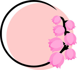 Pink Lily of the Valley Circle Frame Design