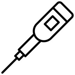 Modern digital thermometer icon measuring body temperature, fever, or temperature measuring device communicates health-related information.