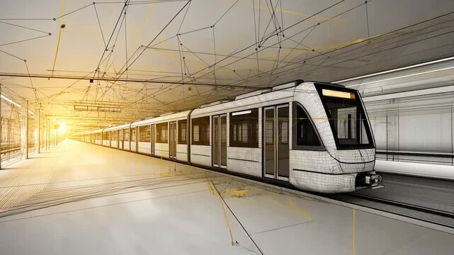 Futuristic train station sketch