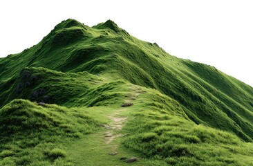Lush green mountain peak with grassy path