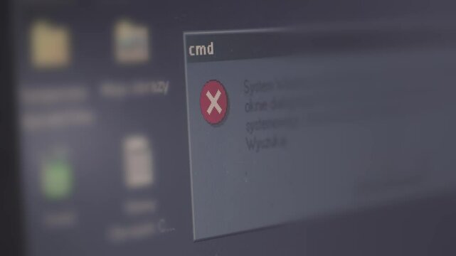 Command prompt message appears on Blurred old computer user interface