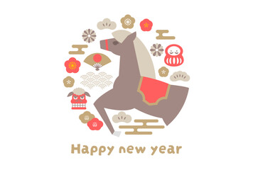 午年の年賀状ベクターイラスト 2026年