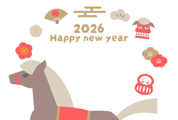 午年の年賀状ベクターイラスト 2026年