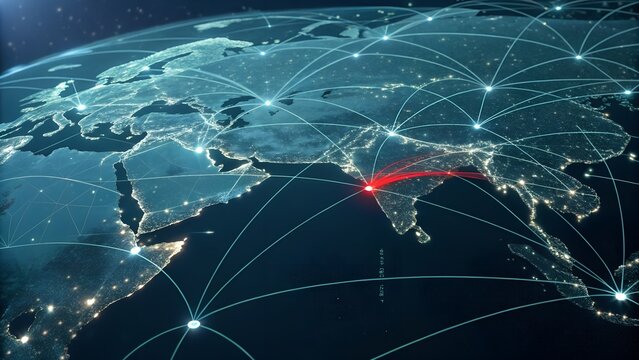 Global Finance and Economics Digital Network Connectivity World Map