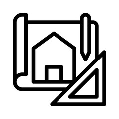 architectural plan line icon