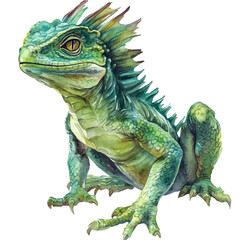 Basilisk, watercolor painting vector, isolated on a white background.