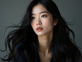 Naklejka premium Portrait of a woman with long hair