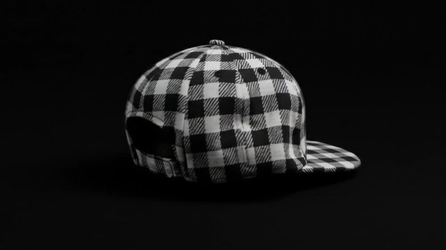 Buffalo plaid cap on black background