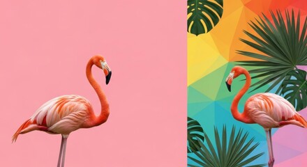 Fototapeta premium pink flamingo on a white background