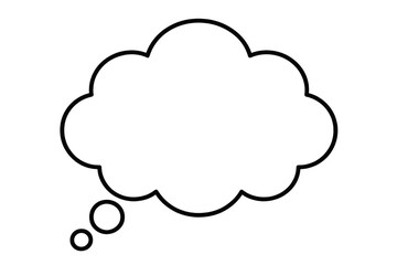 Simple line art thought bubble representing thinking, brainstorming, and communication, isolated on a transparent background