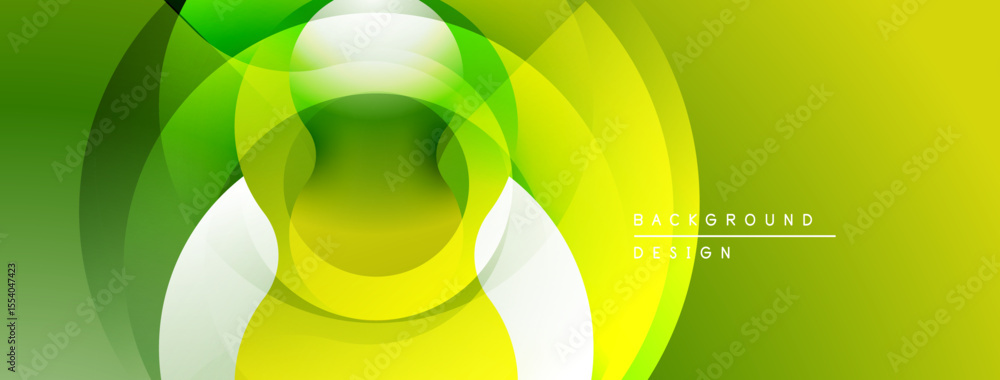 Fototapete Abstract green yellow design. Overlapping circles create dynamic visual effect. Modern background for presentations, websites.