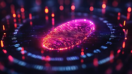 A glowing biometric fingerprint scanner unlocking DNA data