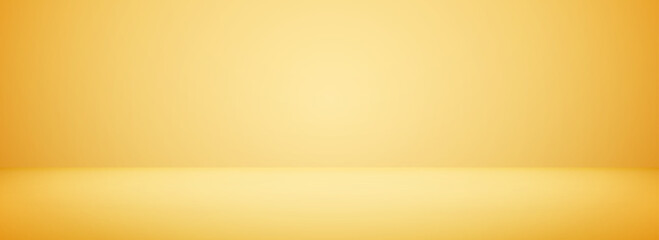 Fototapeta na wymiar Gold gradient studio room design. Bright yellow podium concept wallpaper. Gold wall and floor surface backdrop for presentation, product showcase, mockup template. Vector empty shelf display backdrop