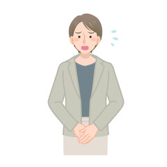 謝罪するビジネスウーマンのベクターイラスト