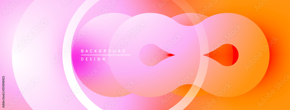 Poster abstract gradient circles overlap, creating vibrant pink, orange hues. modern design element for bac