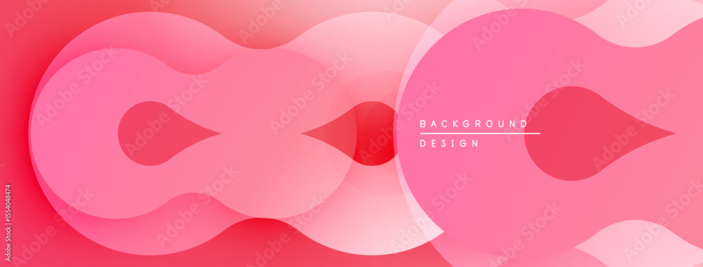 Leinwandbilder Abstract pink design features overlapping rounded shapes. Soft gradients create depth, modern aesthetic. Minimalist composition, vibrant hues.