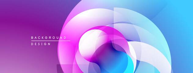Abstract fluid shapes overlap, creating vibrant purple, pink, blue gradients. Modern design element for backgrounds, presentations.