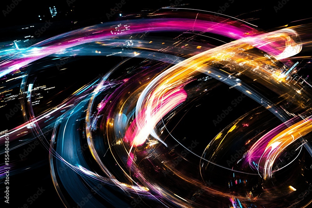 Poster light trails painting abstract art with vibrant colors and dynamic motion effect