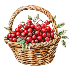 watercolor vector of Barberry Fruit Basket, isolated on a white background.