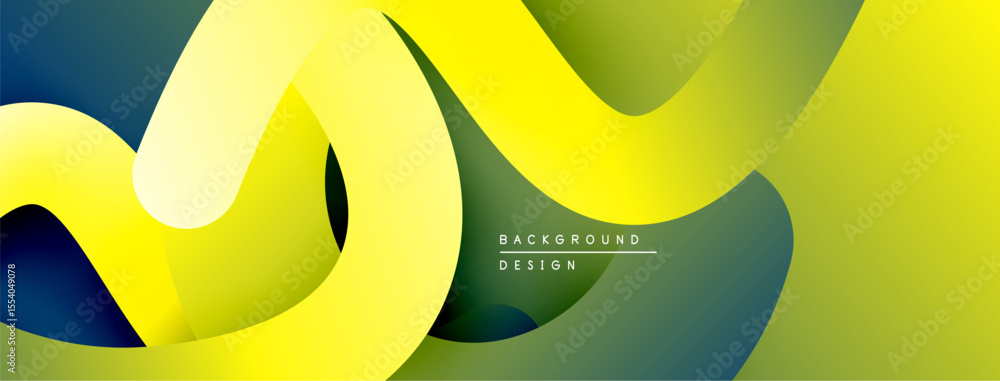 Leinwandbilder abstract flowing shapes, vibrant yellow, green hues. modern design, smooth gradients create dynamic 