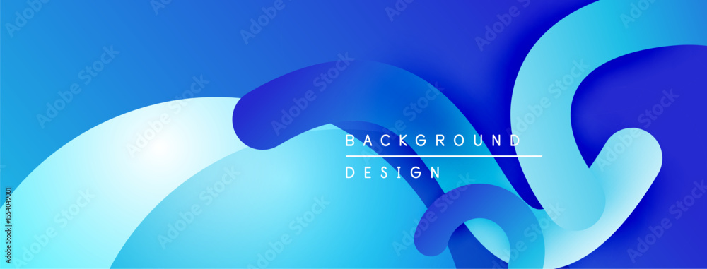 Poster Abstract blue background. Overlapping layers create dynamic, flowing shapes. Modern design suitable for digital projects.
