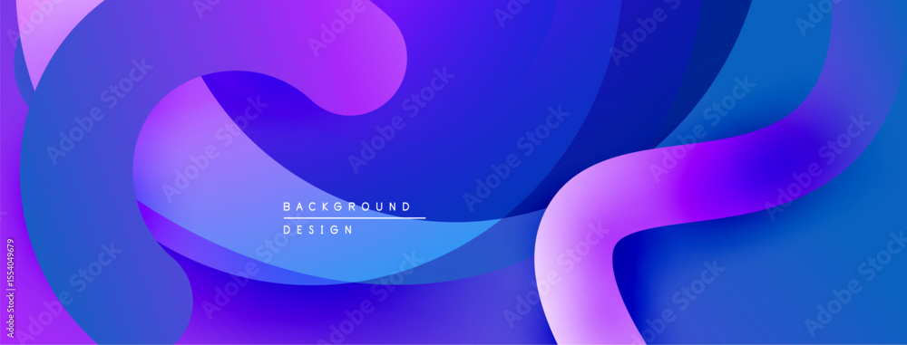 Poster abstract fluid shapes, vibrant blue purple gradients. modern design element, smooth curves, dynamic 
