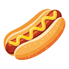 Stylized illustration of a hot dog with mustard on a white background