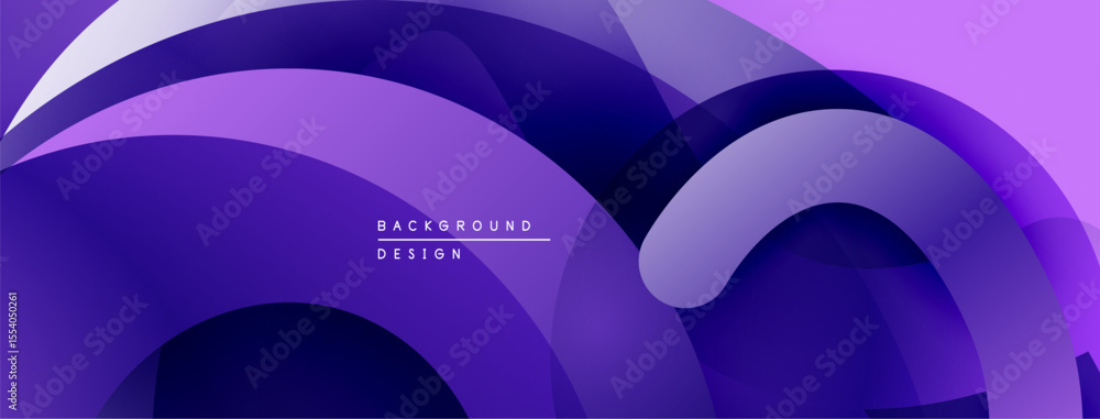 Poster Abstract purple layers create flowing, dynamic background. Smooth gradients suggest movement, depth. Modern design element.