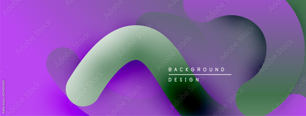 Poster Abstract fluid shapes, purple green gradients. Modern design elements create dynamic visual experience. Background texture smooth.