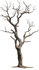 Dead tree isolated on white background.
