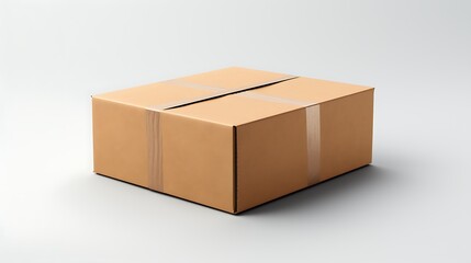 Brown cardboard box isolated on white background.