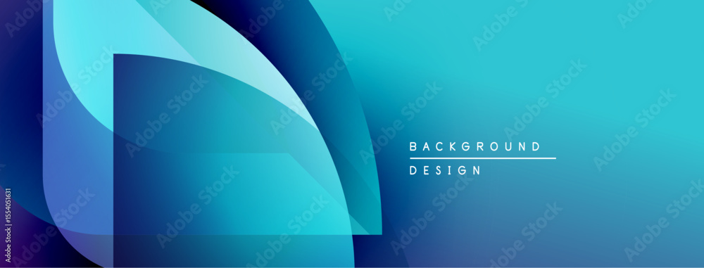 Poster Abstract blue gradients create flowing shapes. Modern design suggests technology, innovation, dynamic movement. Clean aesthetic, simple composition.