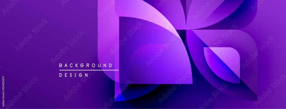 Poster abstract purple design features layered shapes, gradients. modern background ideal for presentations