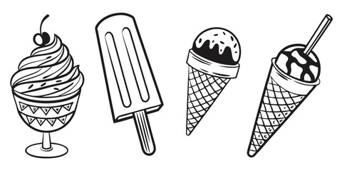 Minimal Ice Cream Vector Icons – Popsicles, Soft Serve, and Cones