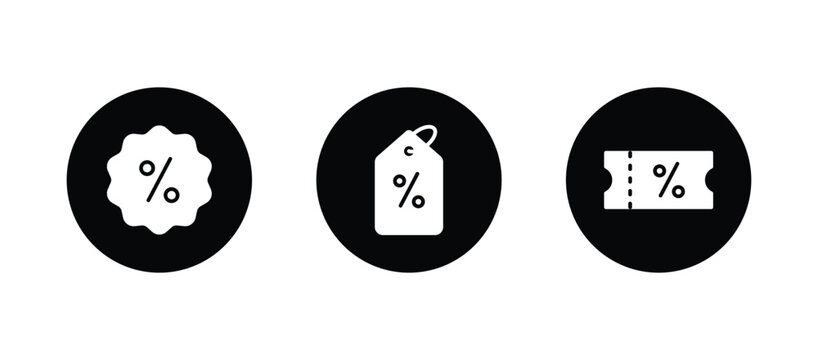 Discount percent tag icon set vector	