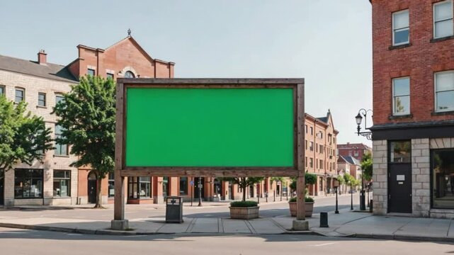 Sidewalk Standee Billboard with Green Screen in Urban Zone