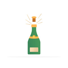 champagne bottle icon, flat colored vector. modern and minimalist design