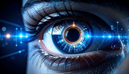 Close-up of an eye with digital overlay