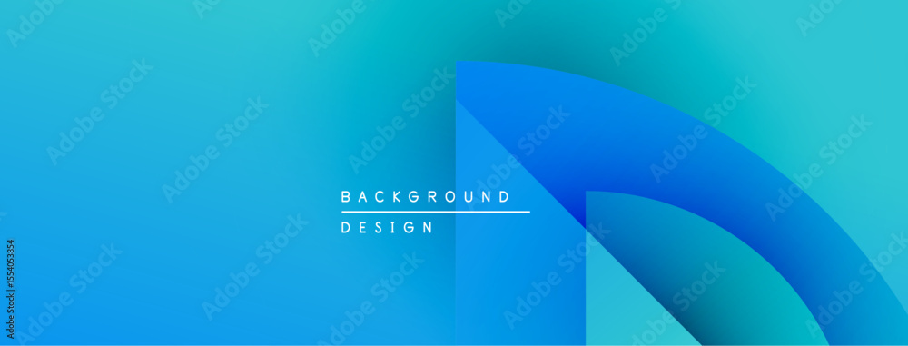 Poster Abstract blue gradient background. Overlapping shapes create dynamic visual effect. Minimalist design with text element present.