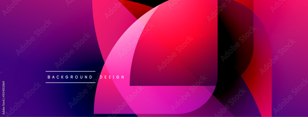 Poster Abstract vibrant design. Overlapping shapes create dynamic gradient effect. Modern background for digital projects.