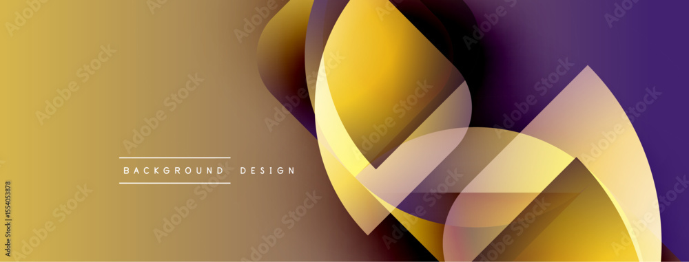 Poster abstract flowing shapes, golden hues blend into purple. modern design suggests movement, energy, vis