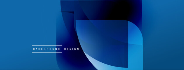 Abstract blue design. Dynamic shapes overlap creating modern visual effect. Smooth gradients suggest depth, movement.