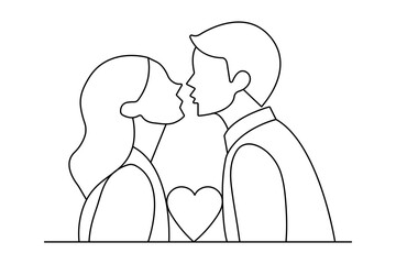 Couple kissing continuous one line drawing minimalist vector illustration
