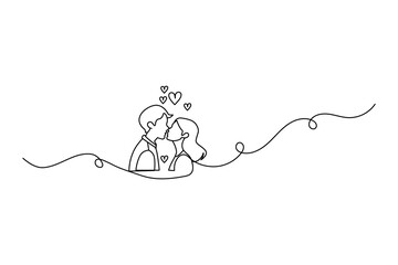 Couple kissing continuous one line drawing minimalist vector illustration
