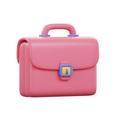 3D Cartoon Briefcase &ndash; Business Bag Illustration, Isolated on White or Transparent Background