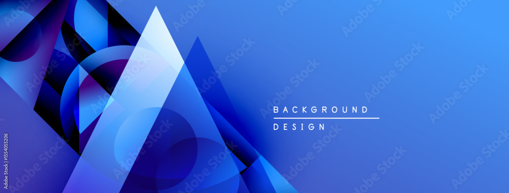 Poster abstract blue geometric shapes overlap. gradient background creates depth, modern design aesthetic. 