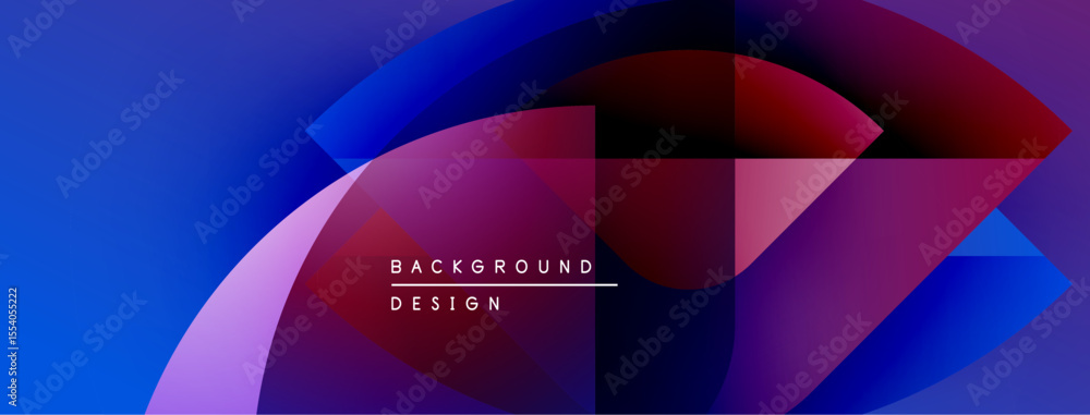 Poster abstract fluid shapes blend, creating vibrant gradients. blue, purple, red hues dominate design. tex