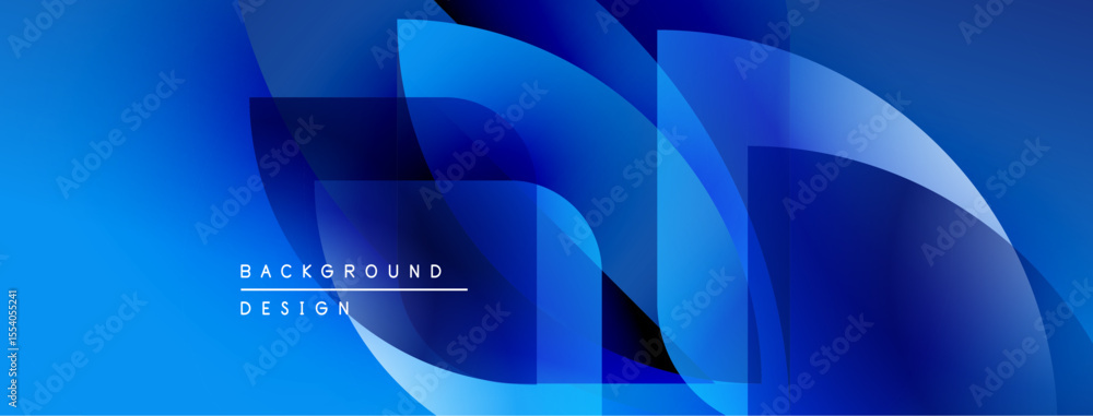Aufkleber Abstract blue design features overlapping shapes. Gradient colors create dynamic visual effect. Modern background suitable for various projects.