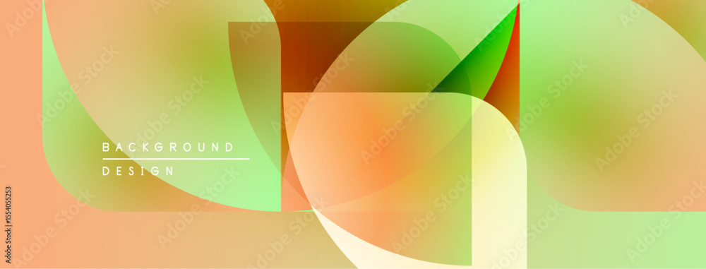 Poster Abstract geometric shapes overlap. Soft gradients create warm, vibrant color palette. Modern design element for backgrounds.